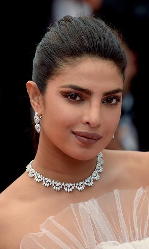 Priyanka Chopra with her hair in a bun