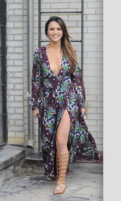 March 21: Chic reality! Former <i>Bachelorette</i> Andi Dorfman was ready for spring in the Endless Summer Kris Maxi Dress and Mari A. Sizzler Gladiator sandals in NYC.
<br>
Photo: StarTraks Photo