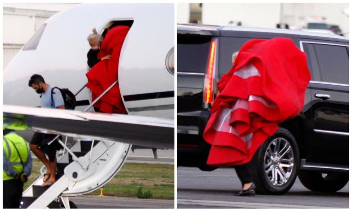 Lady Gaga flies back home after the 2021 Presidential Inauguration in Washington DC.