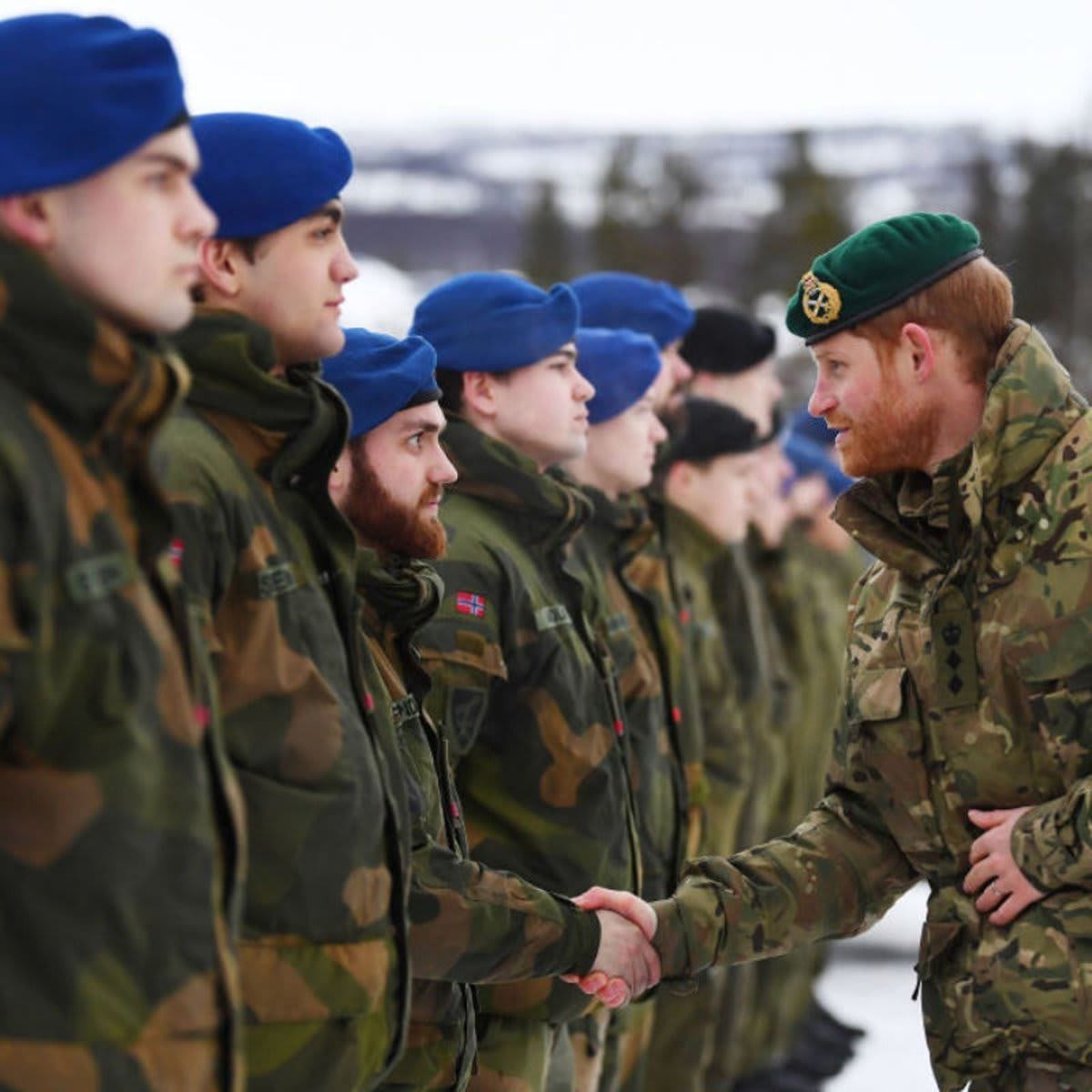 Prince Harry greeting soldiers