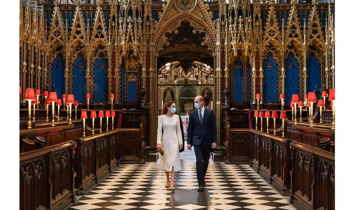 The Duke and Duchess evoked memories of their 2011 nuptials as they visited Westminster Abbey in March (ahead of their tenth wedding anniversary) to see the work being carried out at the NHS COVID-19 vaccination center.