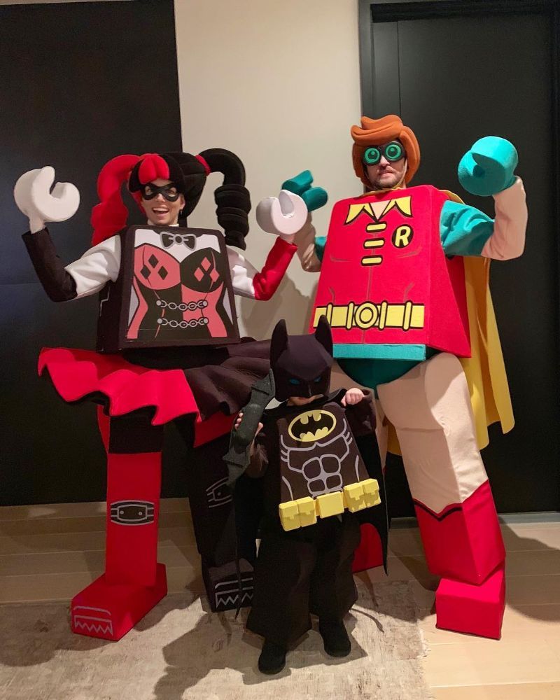 Timberlake Biel family as Lego costume