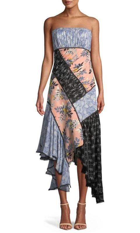 Sabrina Strapless Floral Patchwork Dress de Cinq a Sept