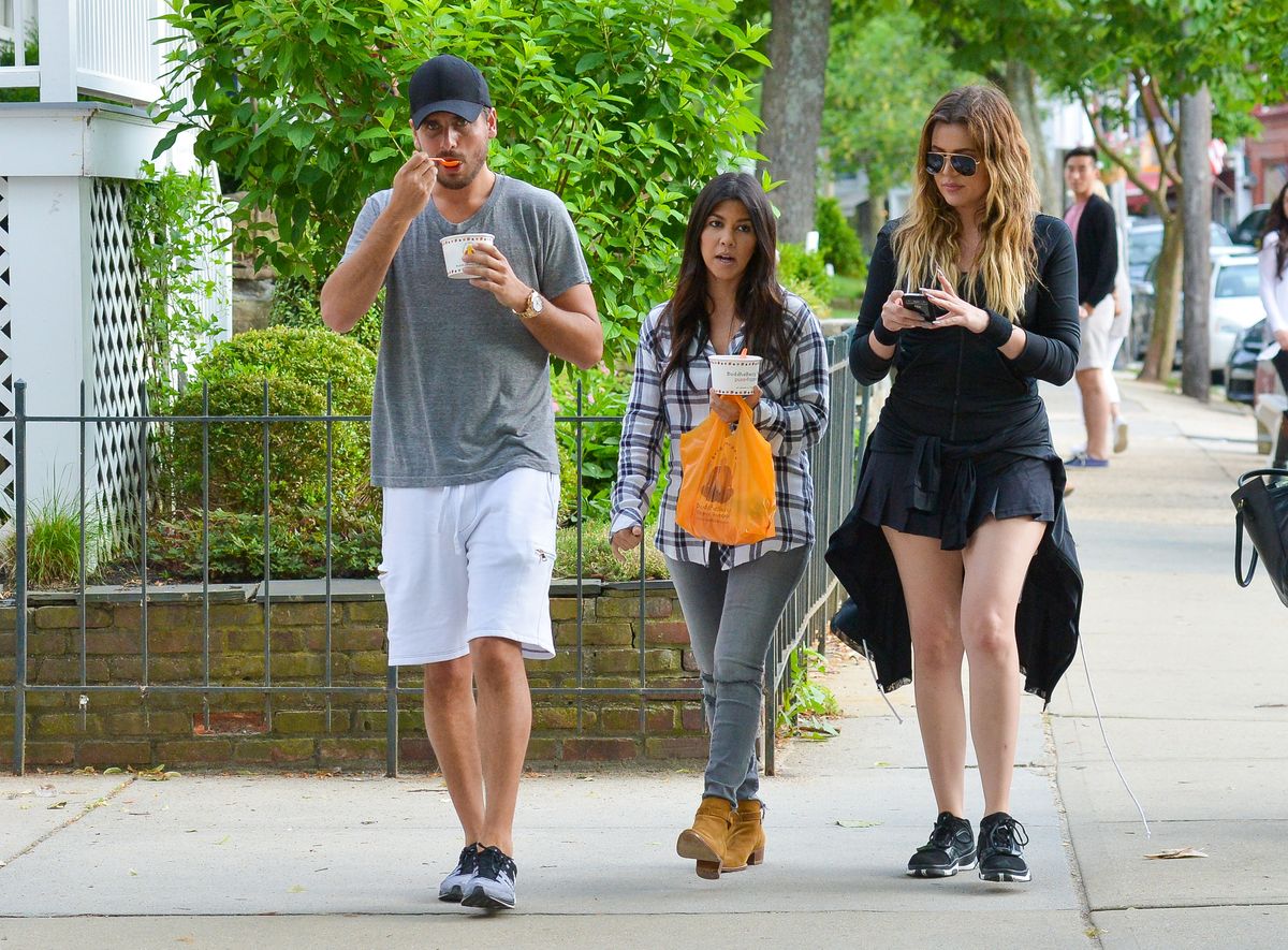 Kourtney Kardashian, Khloe Kardashian, and Scott Disick are seen in Sag Harbor on June 12, 2014 in New York City.  