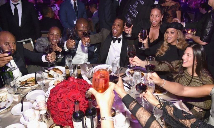 Cheers to awards season! Jay-Z, Beyonce and Alicia Keys raised their glasses once inside the the Clive Davis and Recording Academy Pre-GRAMMY Gala. The night was also titled a "GRAMMY Salute to Industry Icons Honoring Jay-Z." The music legends were only a few of the bold-face names that turned up at the Sheraton New York Times Square on January 27.
Photos: Getty Images