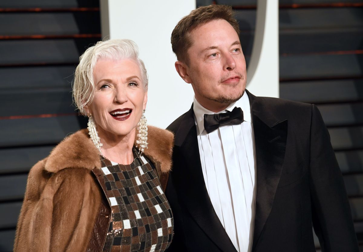 Maye Musk and Elon Musk 