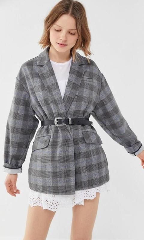 UO Plaid Slouchy Blazer by Urban Outfitters