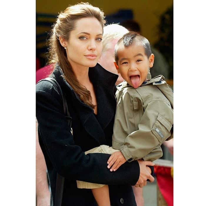 Rocking his signature mohawk, little Maddox showed his cheeky side as mom Angelina held him in her arms during the Live 8: Africa Calling charity concert hosted by musician Peter Gabriel in Cornwall, England in July 2005.
Photo: Matt Cardy/Getty Images