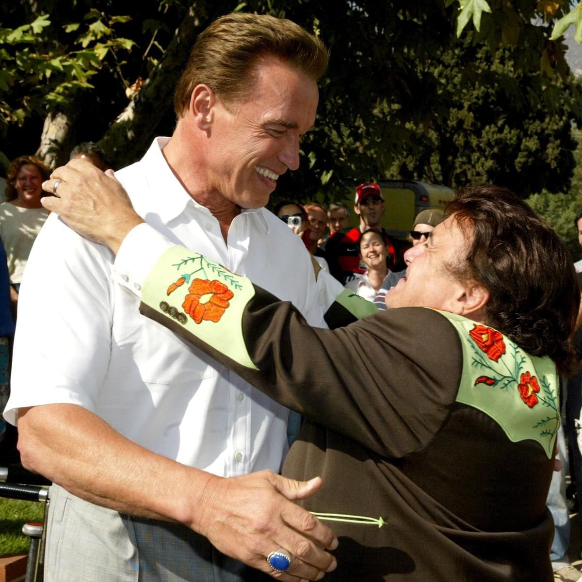 Governor Arnold Schwarzenegger Drops By The Set of "Relative Strangers"