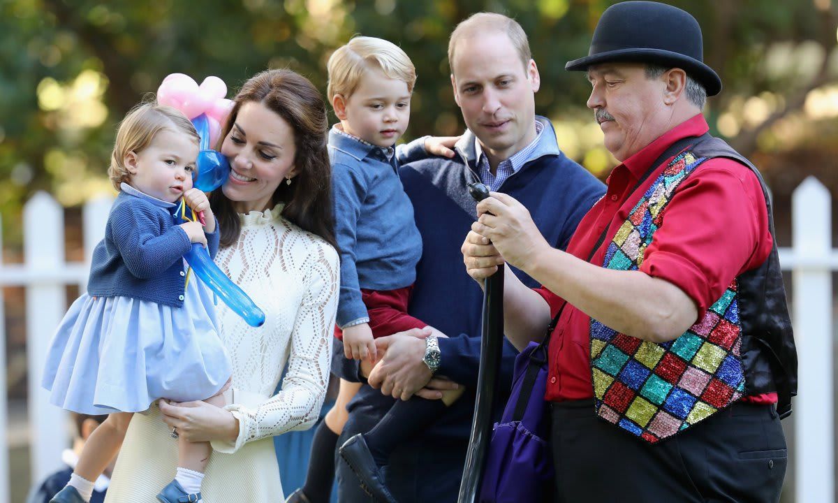 The royal couple and their kids looked like any other family getting balloons at a children's party for military families during the Cambridges' royal tour of Canada in 2016.