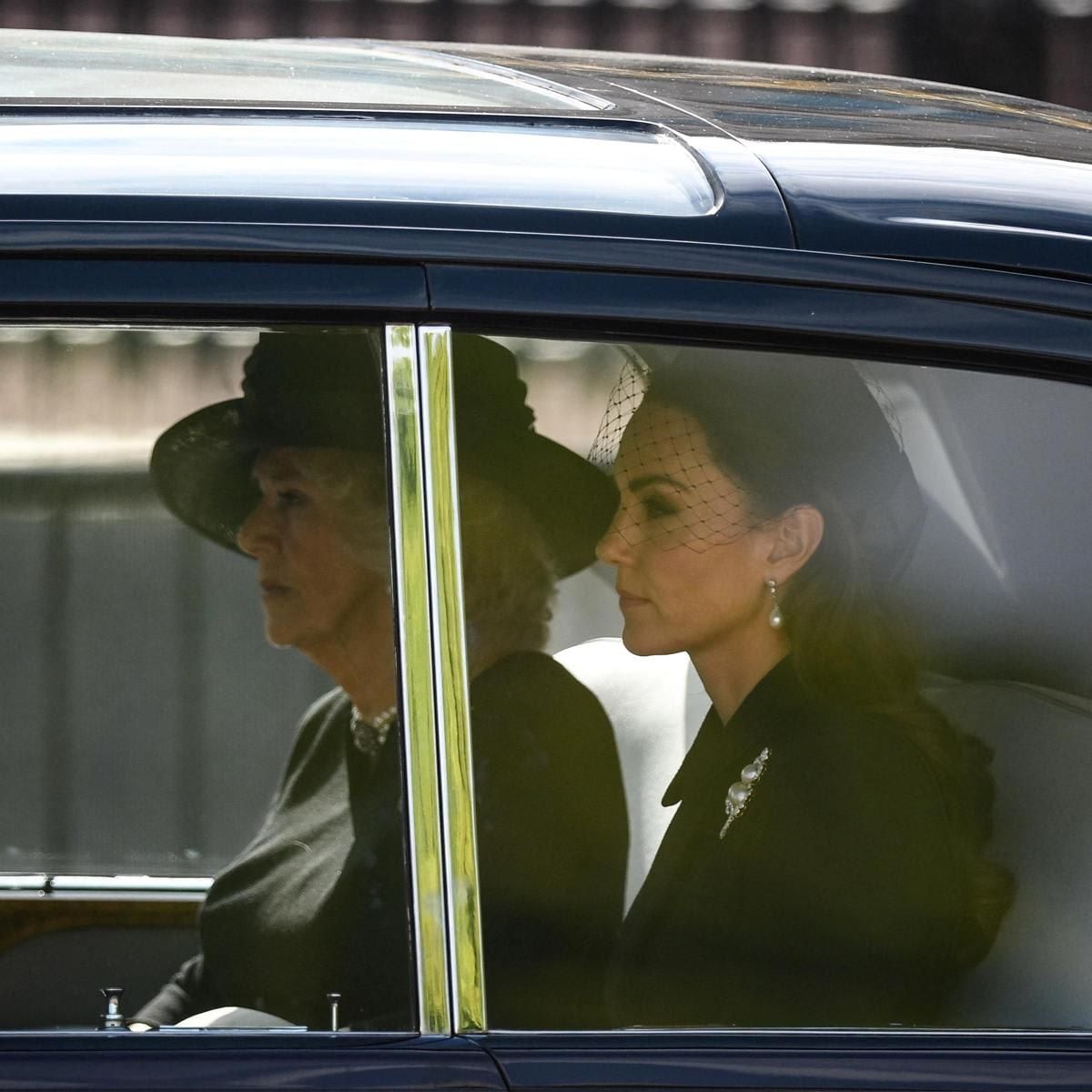 The Queen Consort and Princess of Wales were driven in one car to the Palace of Westminster.