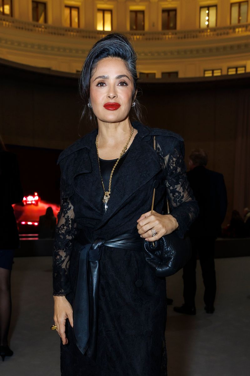 Salma Hayek attends the "Corps Et Ames" Exhibition at Bourse De Commerce Pinault Collection 