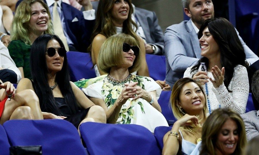 Vera Wang, Anna Wintour and Cheryl Scharf had a few laughs while they watching the first round Men's Singles Match between Novak Djokovic of Serbia & Montenegro and Jerzy Janowicz of Poland.
<br>
Photo: GC Images