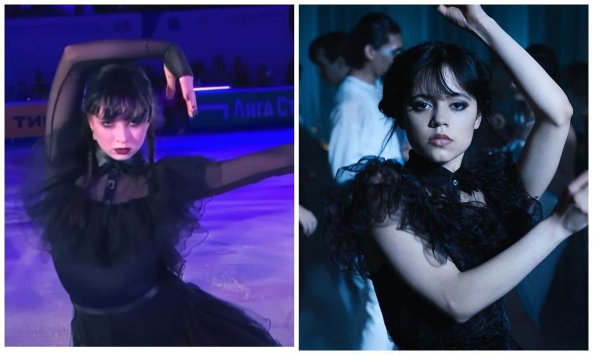 Kamila Valieva recreates the figure skating version of Jenna Ortega’s viral ‘Wednesday’ dance