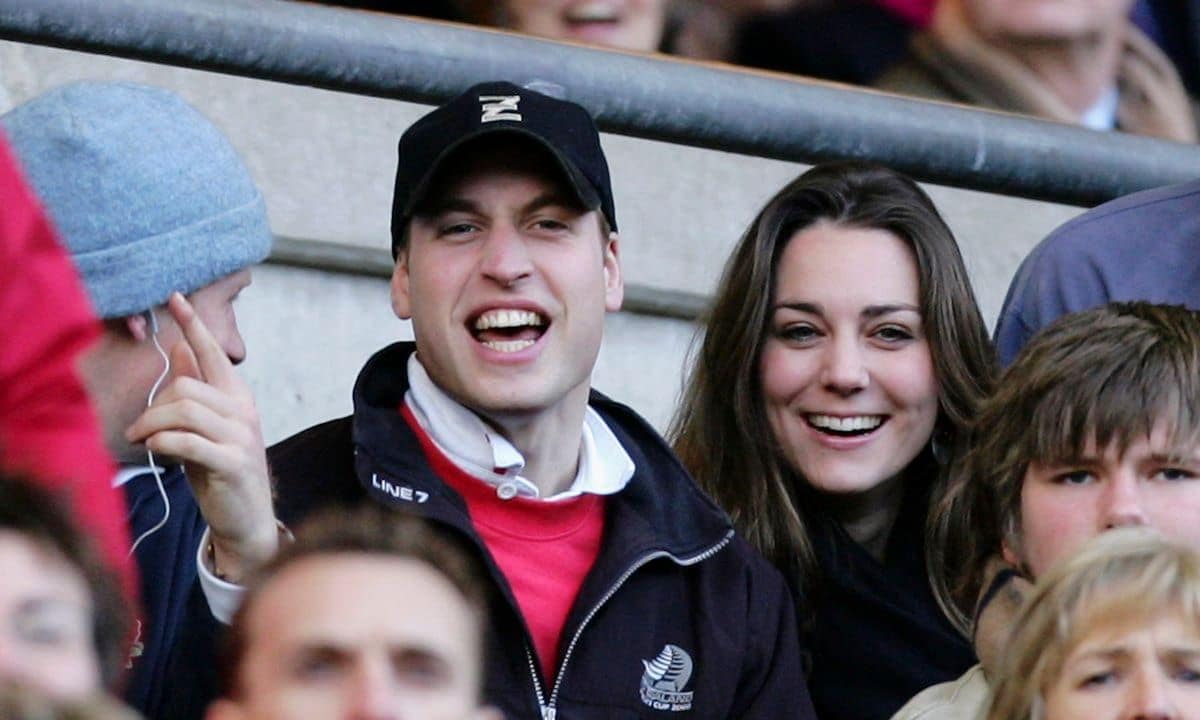 The couple, joined by Prince Harry (left) cheered on the English team during the RBS Six Nations Championship match between England and Italy in 2007.