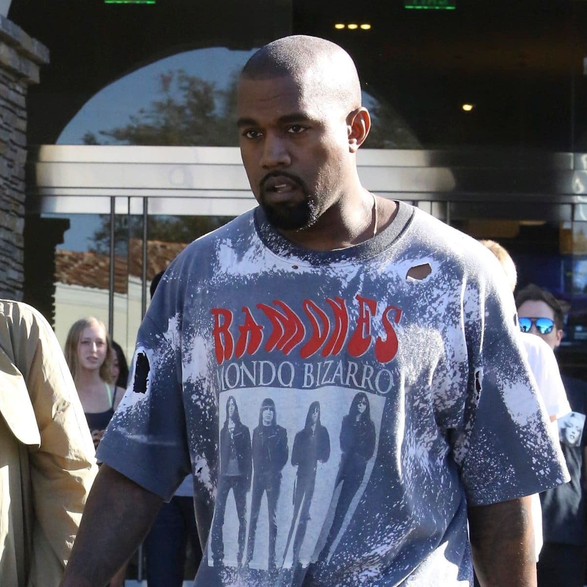 Kanye West wearing a Ramones t-shirt