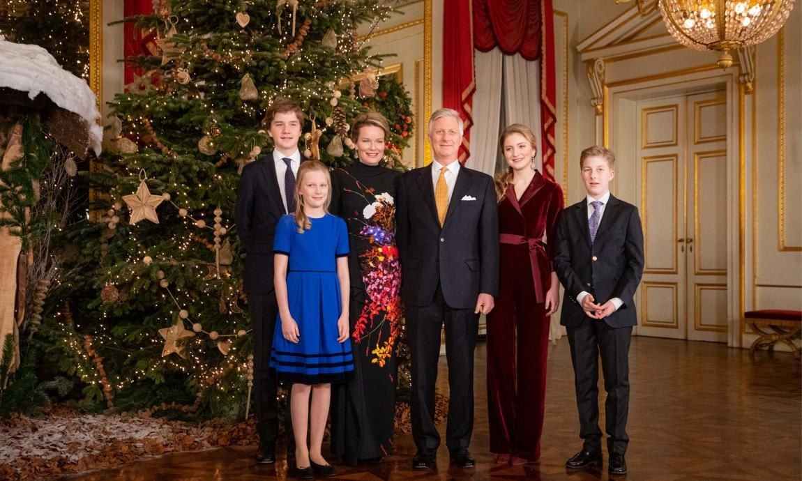 Prince Gabriel, Princess Eleonore, Queen Mathilde, King Philippe of Belgium, Princess Elisabeth and Prince Emmanuel