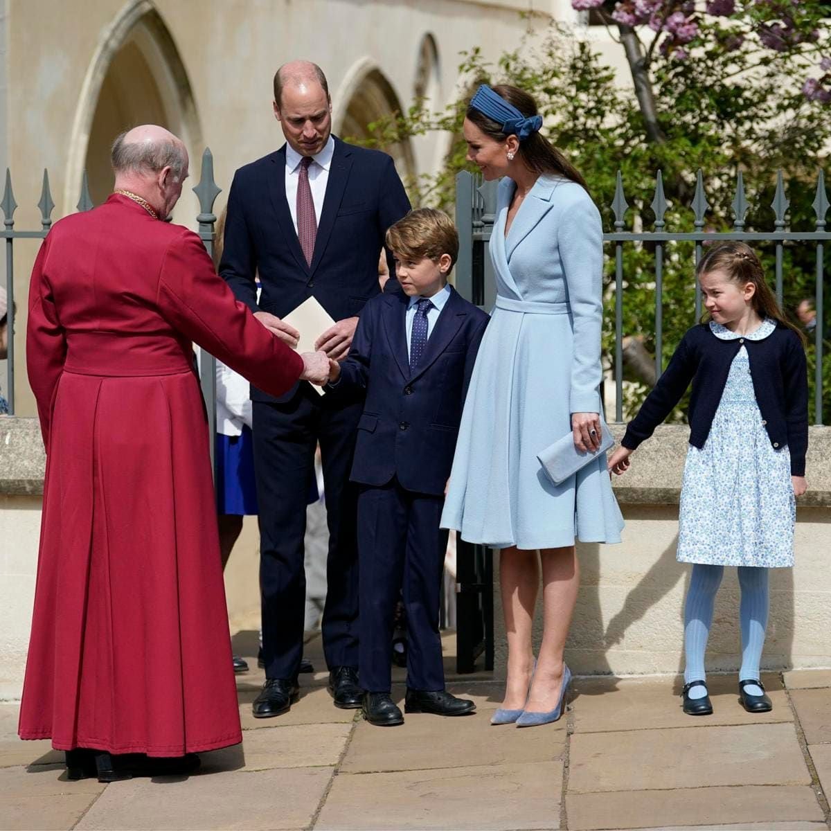 Princess Charlotte coordinated in blue with her stylish mom.