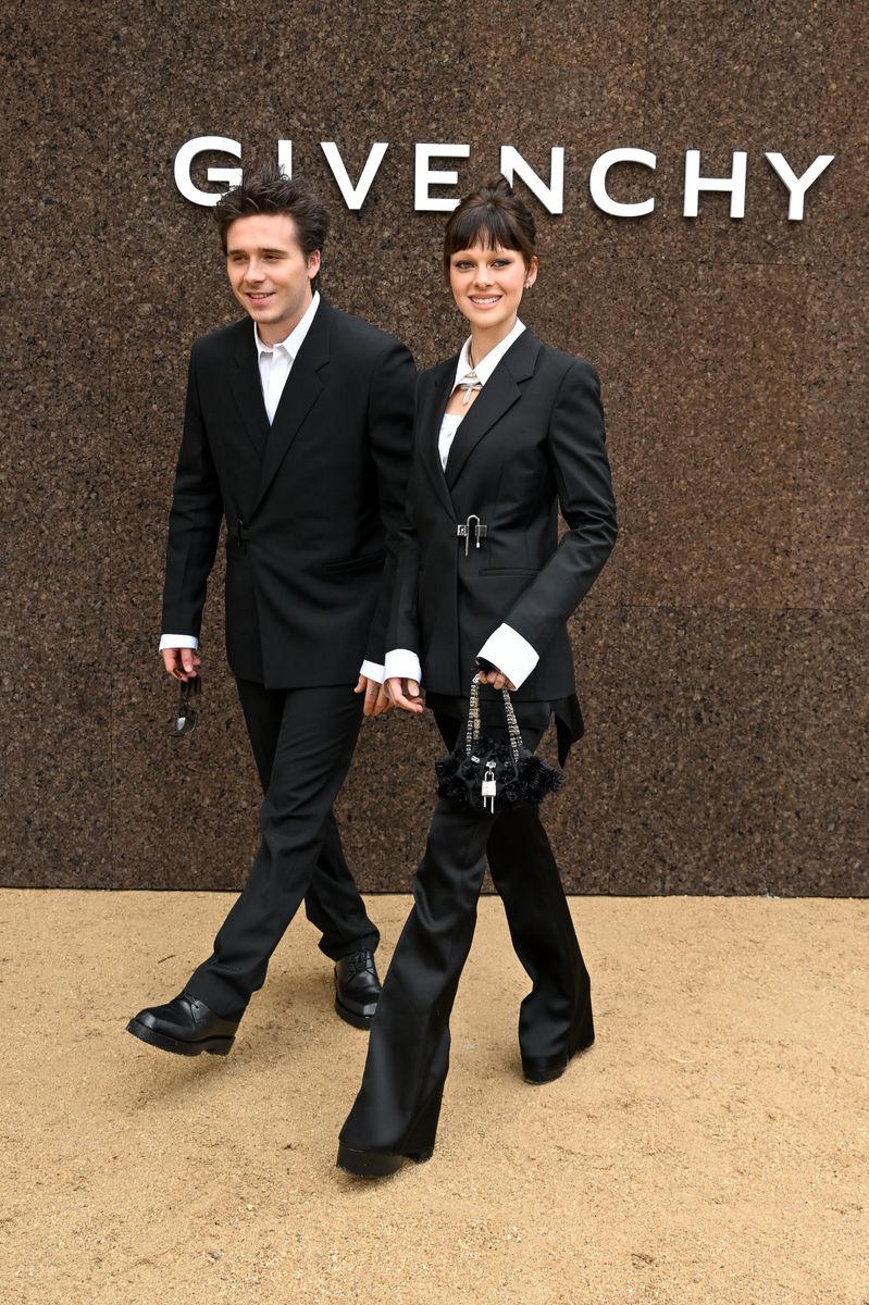 Brooklyn Beckham and Nicola Peltz twinning at the Givenchy Womenswear Spring/Summer 2023 show as part of Paris Fashion Week