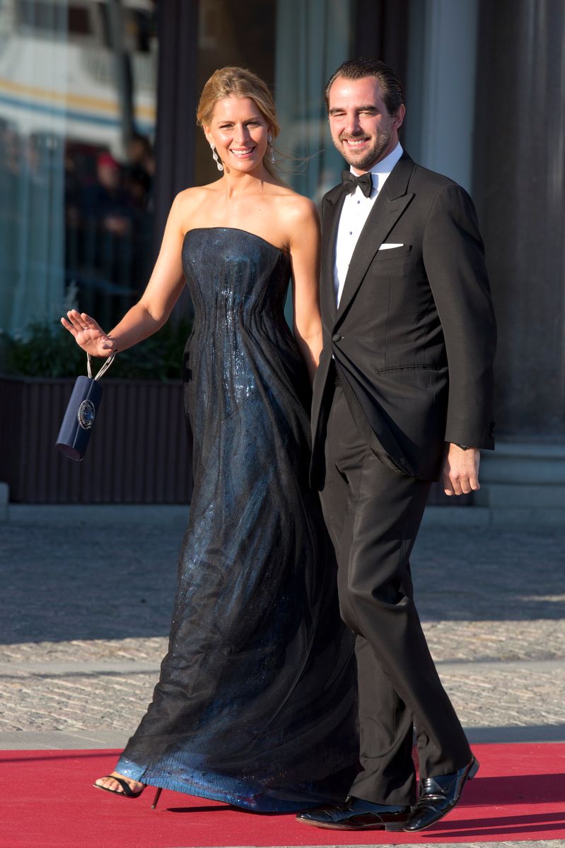 STOCKHOLM, SWEDEN - JUNE 07:  Prince Nikolaos and Princess Tatiana of Greece attend a private dinner on the eve of the wedding of Princess Madeleine and Christopher O'Neill hosted by King Carl Gustaf XVI and Queen Silvia of Sweden at The Grand Hotel on June 7, 2013 in Stockholm, Sweden.  (Photo by Julian Parker/Mark Cuthbert/UK Press via Getty Images)