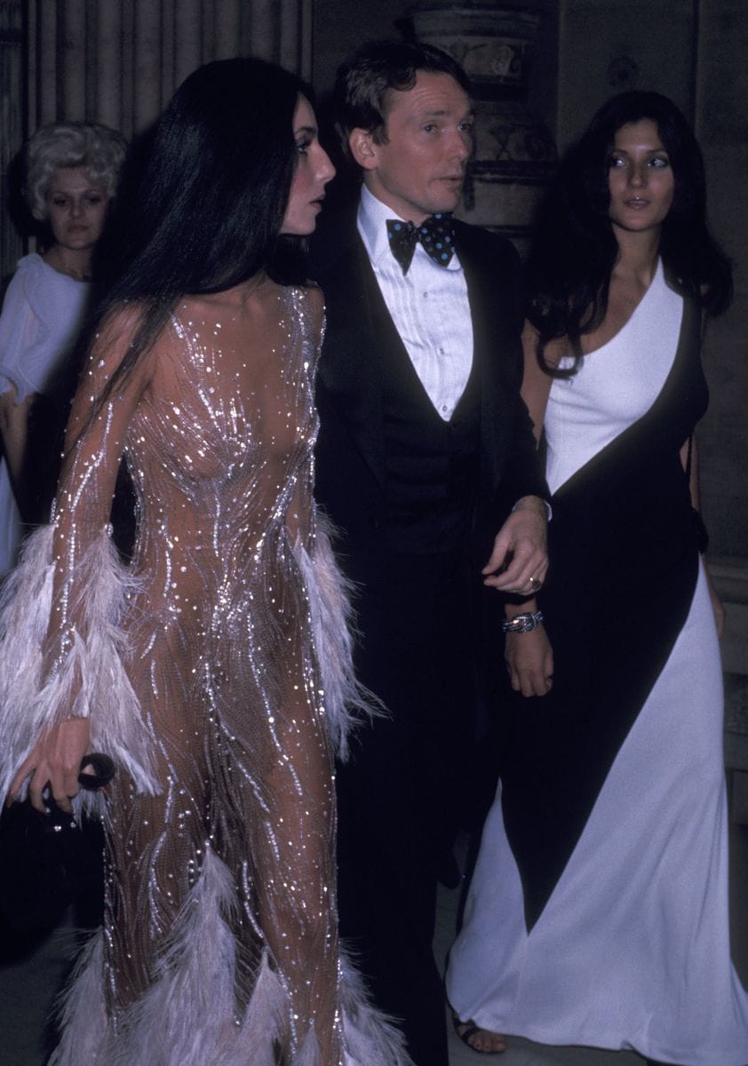 Singer Cher wearing a naked dress