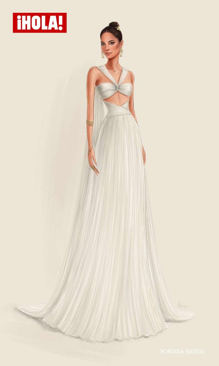 Sketch of Andrea's second dress, designed by Luis Domínguez.