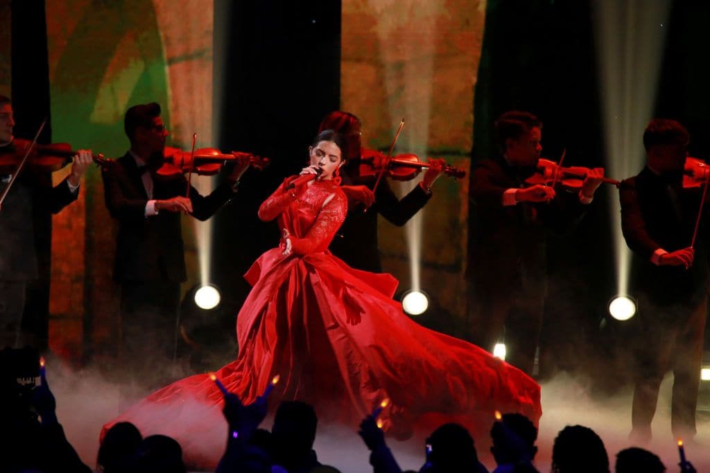 Angela Aguilar performs during the 2023 Premios Juventud Awards