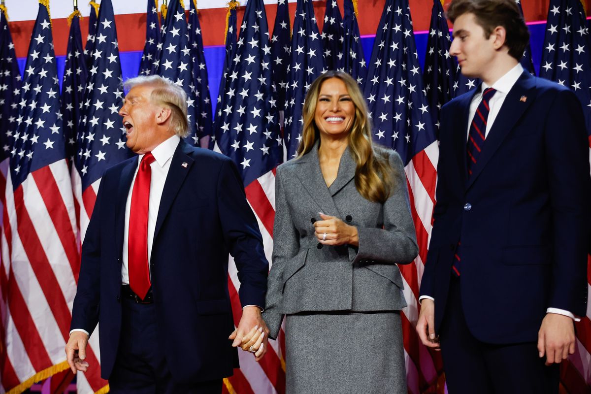 Trump was joined onstage by his family members and advisors