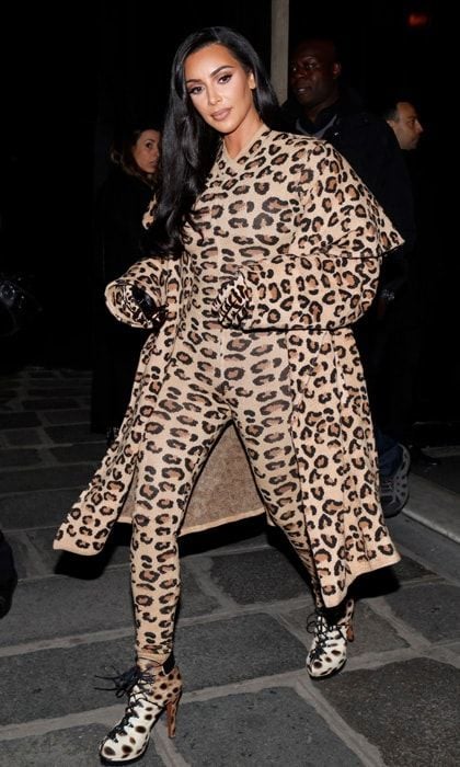 Kim Kardashian leopard suit