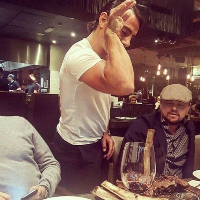 February 2: Throw some salt on it! <a href="https://us.hellomagazine.com/tags/1/leonardo-dicaprio/"><strong>Leonardo DiCaprio</strong></a> got to see Internet sensation #SaltBae,, whose real name is Nusret Gokce, in action at the chef's restaurant in Dubai.
Photo: Instagram/@nusr_et