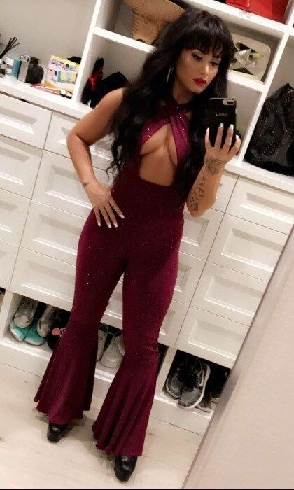 Demi Lovato transformed into the late singer Selena Quintanilla for her Halloween costume on October 28. As seen in a series of her public Snapchats, the 25-year-old entertainer wore the star's iconic purple jumpsuit out to a weekend Halloween party. Demi wowed in the famous ensemble, which clung to her curves and flaunted some serious cleavage. She completed the doppelganger look with a long Selena-like wig.
Photo: Snapchat/@DemiLovato