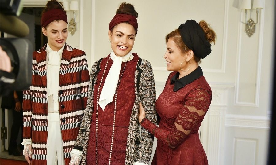 Eva Mendes gave her models a little pre-show touch up before her Eva Mendes x New York & Comapny "See Now, Buy Now" fashion show.
Photo: New York & Company