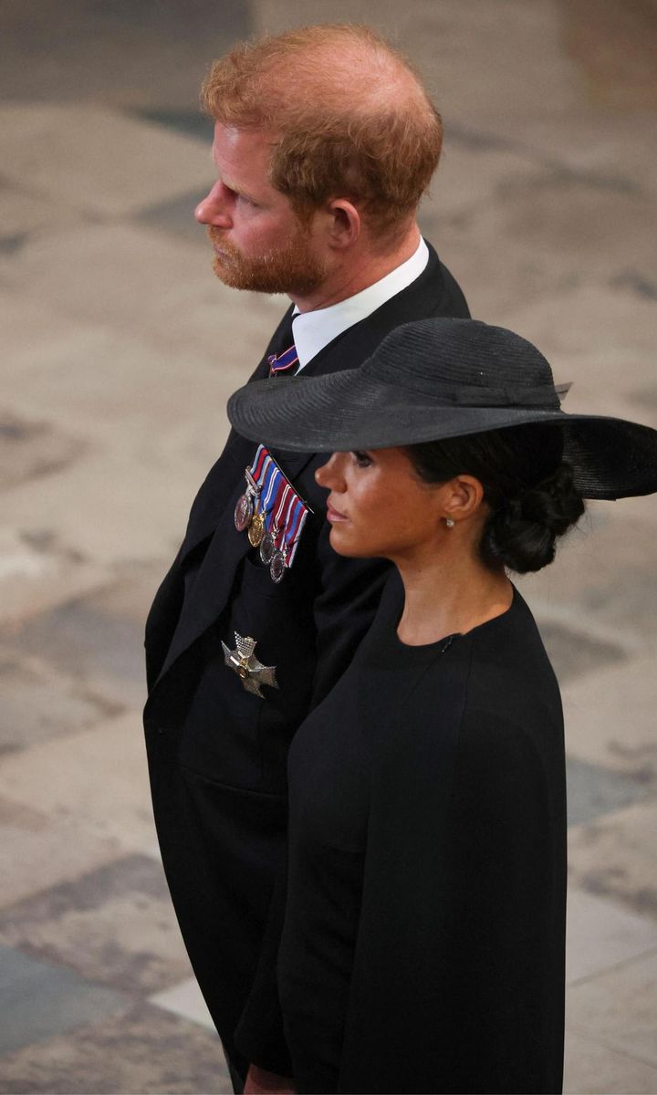 Meghan and Harry pictured at the Queen's state funeral on Sept. 19