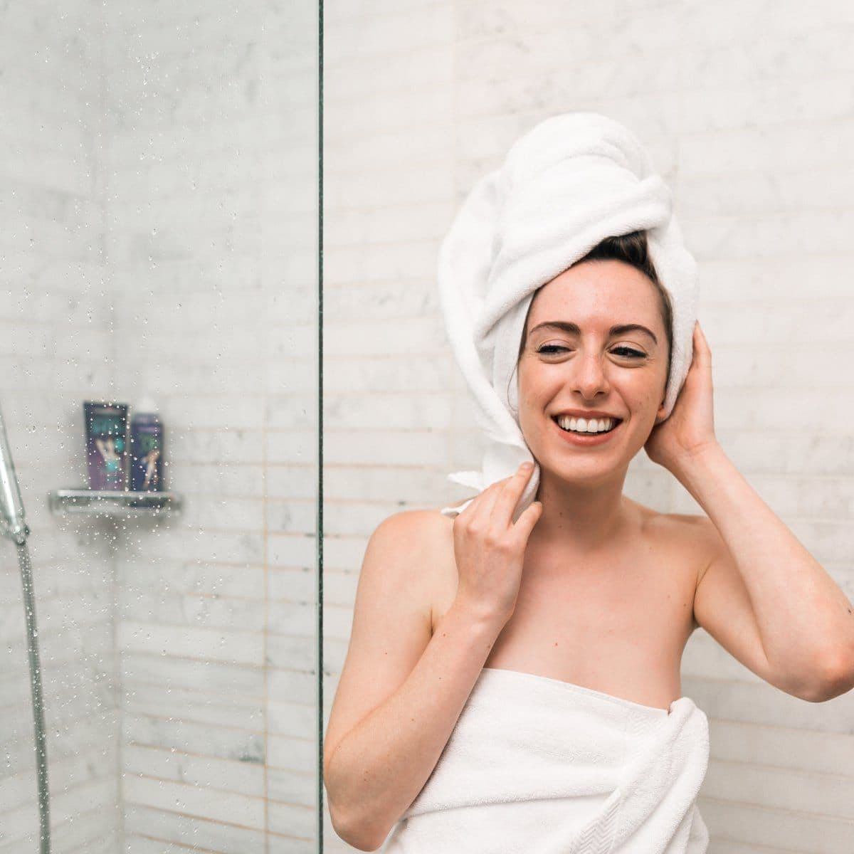 Woman taking a shower