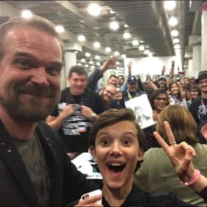 October 8: Millie Bobby Brown and David Harbour snapped a massive selfie with fans during the <i>Stranger Things</i> meet and greet at Comic Con NYC.
Photo: Instagram/@milliebobby_brown