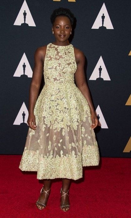 November 12: Lupita Nyong'o wore an Elie Saab dress to the Academy of Motion Picture Arts and Sciences' 8th annual Governors Awards.
Photo: Getty Images