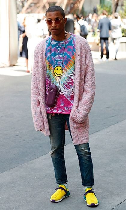 Pharrell's colorful outfit at Chanel came complete with a <I>Happy</I> face.
Photo: Getty Images