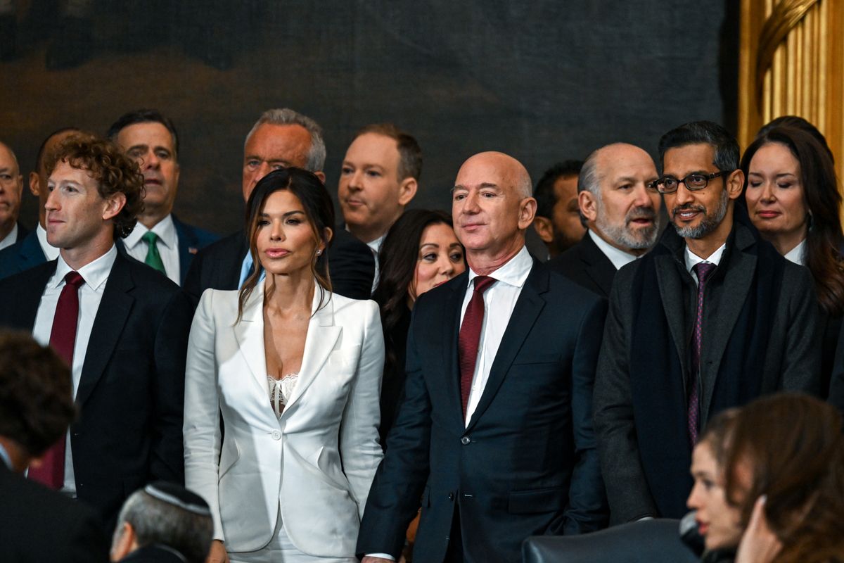 Marc Zuckerberg, Lauren Sanchez, and Jeff Bezos