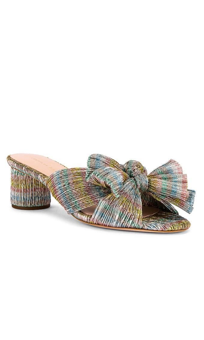 Multicolored crinkle weave sandals