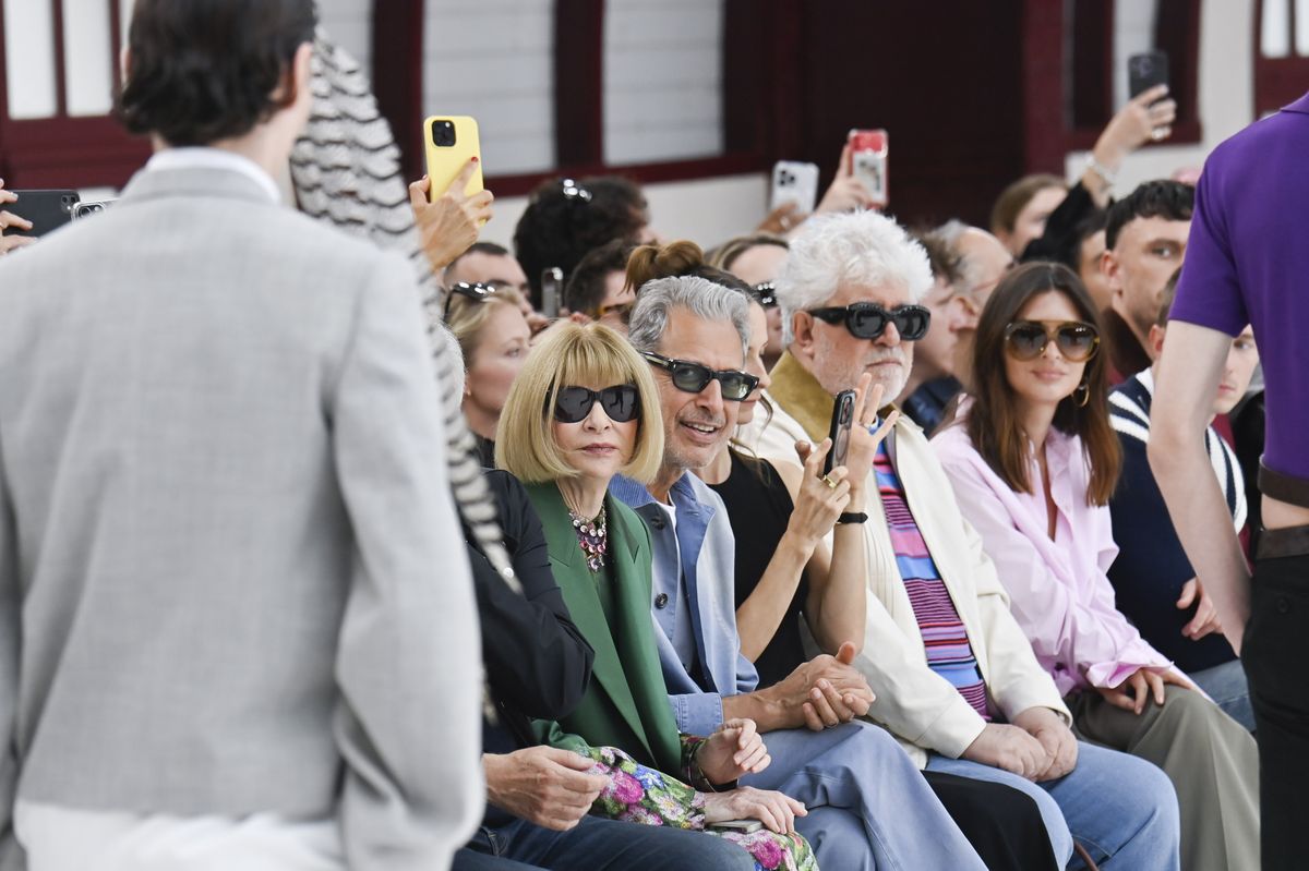Anna Wintour, Jeff Goldblum, Pedro Almodovar, and Emily Ratajkowski attend the Loewe Ready to Wear Spring/Summer 2025 fashion show as part of the Paris Men Fashion Week on June 22, 2024, in Paris, France.