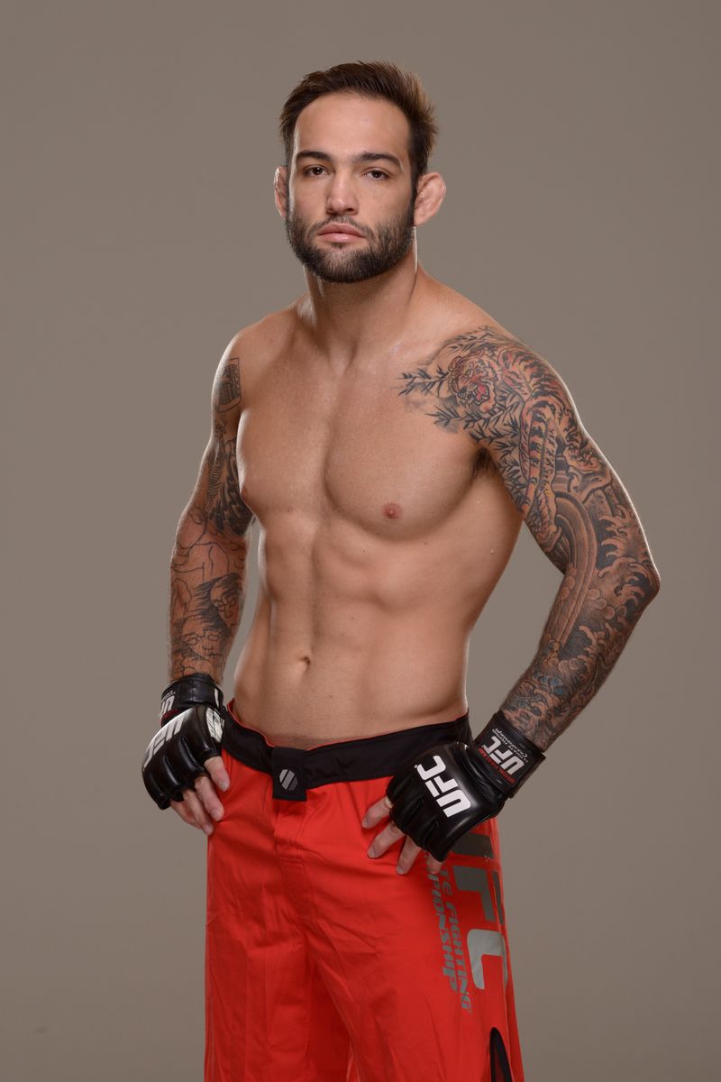 Guilherme Vasconcelos poses for a portrait during a UFC photo session at the Mandalay Bay Convention Center