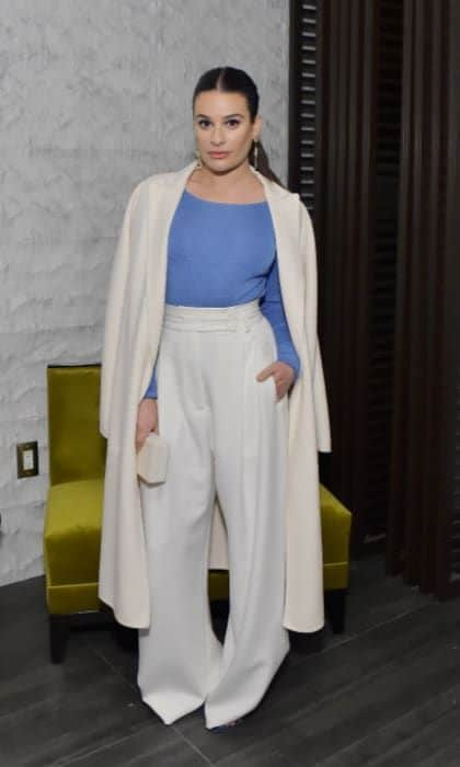 Lea Michele was gleefully gorgeous in Styland trousers. The star floated into the "WIF" evening in her dreamy white and blue ensemble.
Photo: Getty Images for WIF