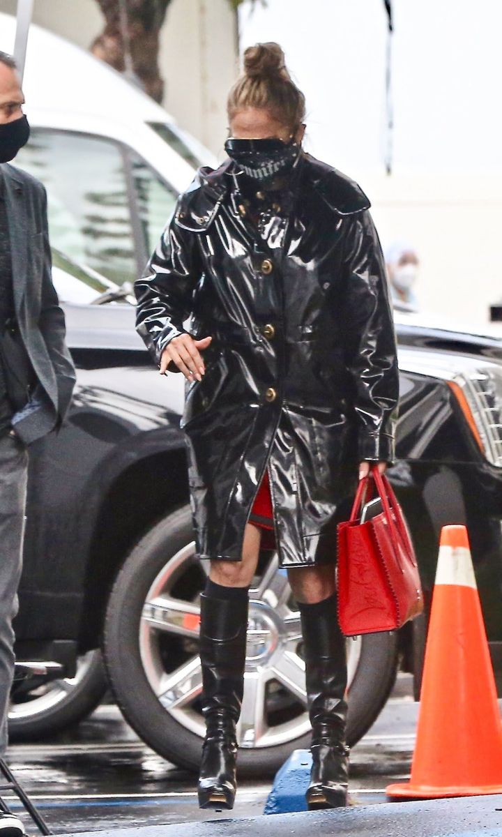 Jennifer Lopez in a rain outfit