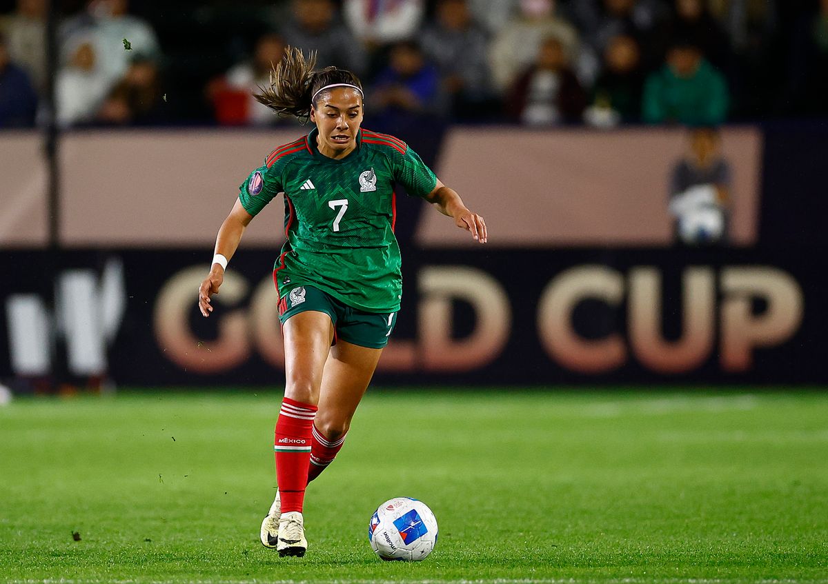 Maria Sanchez #7 of Mexico during Group A - 2024 Concacaf W Gold Cup match at Dignity Health Sports Park on February 26, 2024, in Carson, California. (Photo by Ronald Martinez/Getty Images)