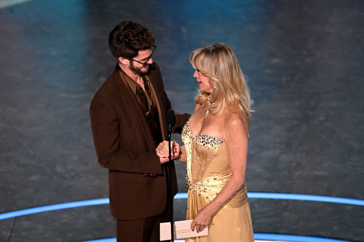 Andrew Garfield and Goldie Hawn present the award for Best Animated Feature Film 