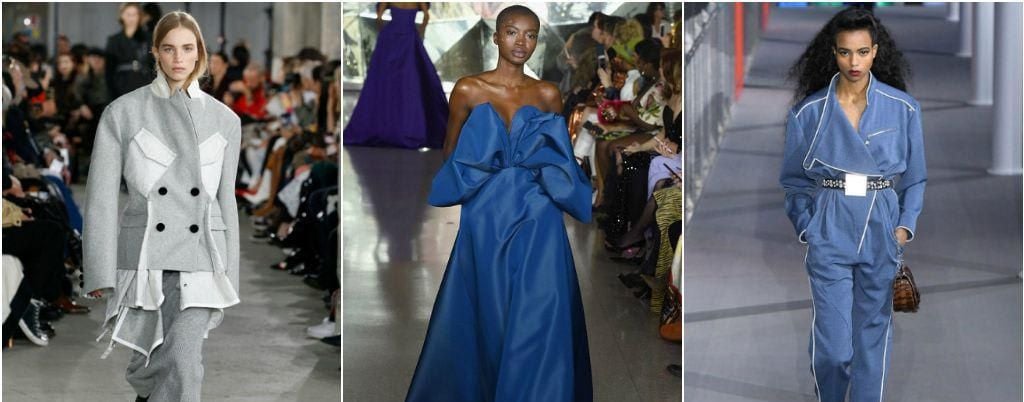 Grises y azules en pasarelas de Sacai, Christian Siriano y Louis Vuitton