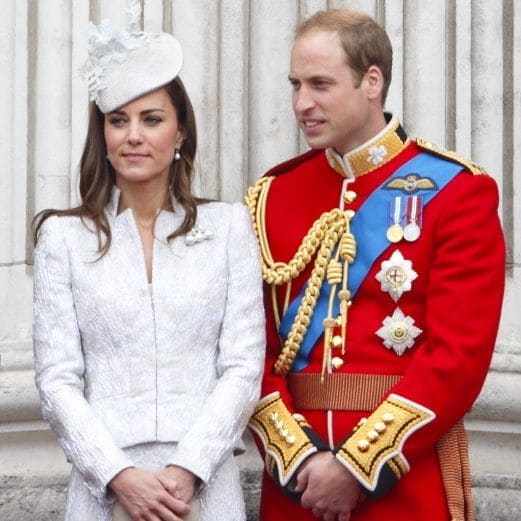 William and Kate make a stunning couple! Kate shines in her signature white, two-piece ensemble.
<br>
Photo: Getty Images