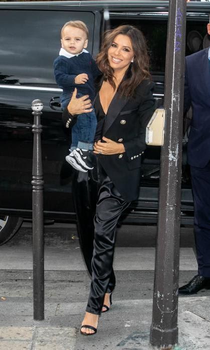 Eva Longoria and baby Santiago Paris fashion week