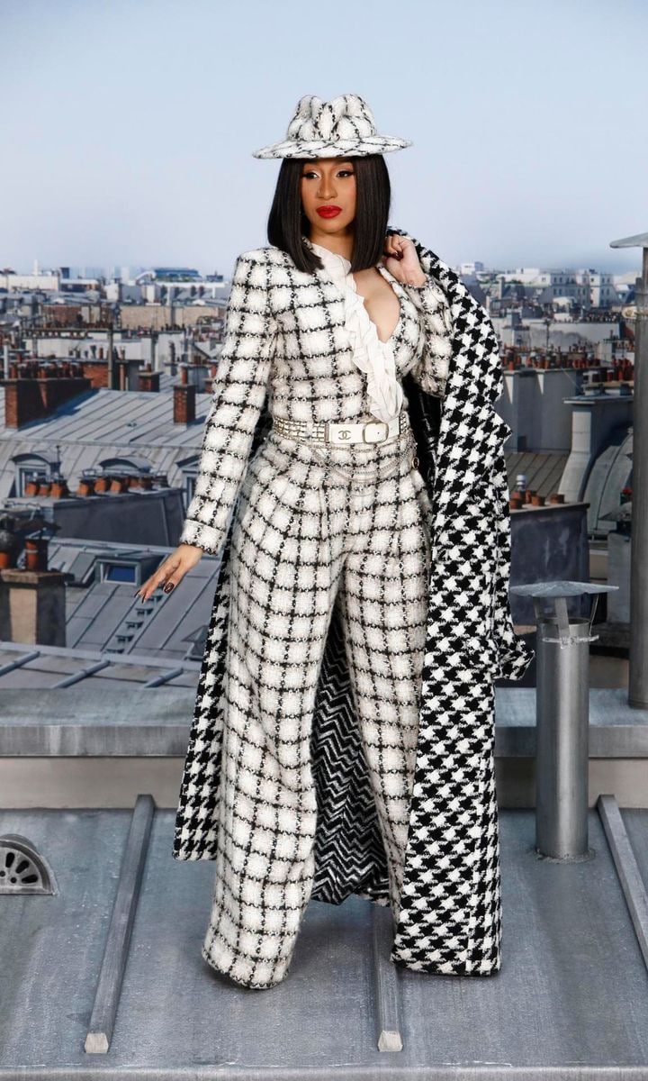 Cardi B in Chanel at Paris Fashion Week