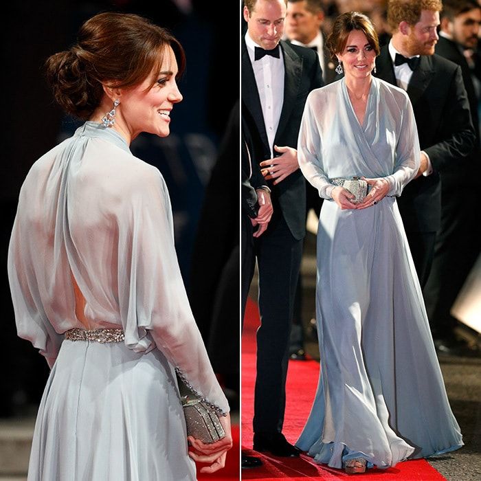 Spectacular for <i>Spectre</i>! Kate Middleton dazzled in a blue sheer gown by the designer to mingle with James Bond himself in 2015. The dress is from Jenny's 2011 Spring/Summer ready-to-wear collection.
<br>
Photo: Getty Images